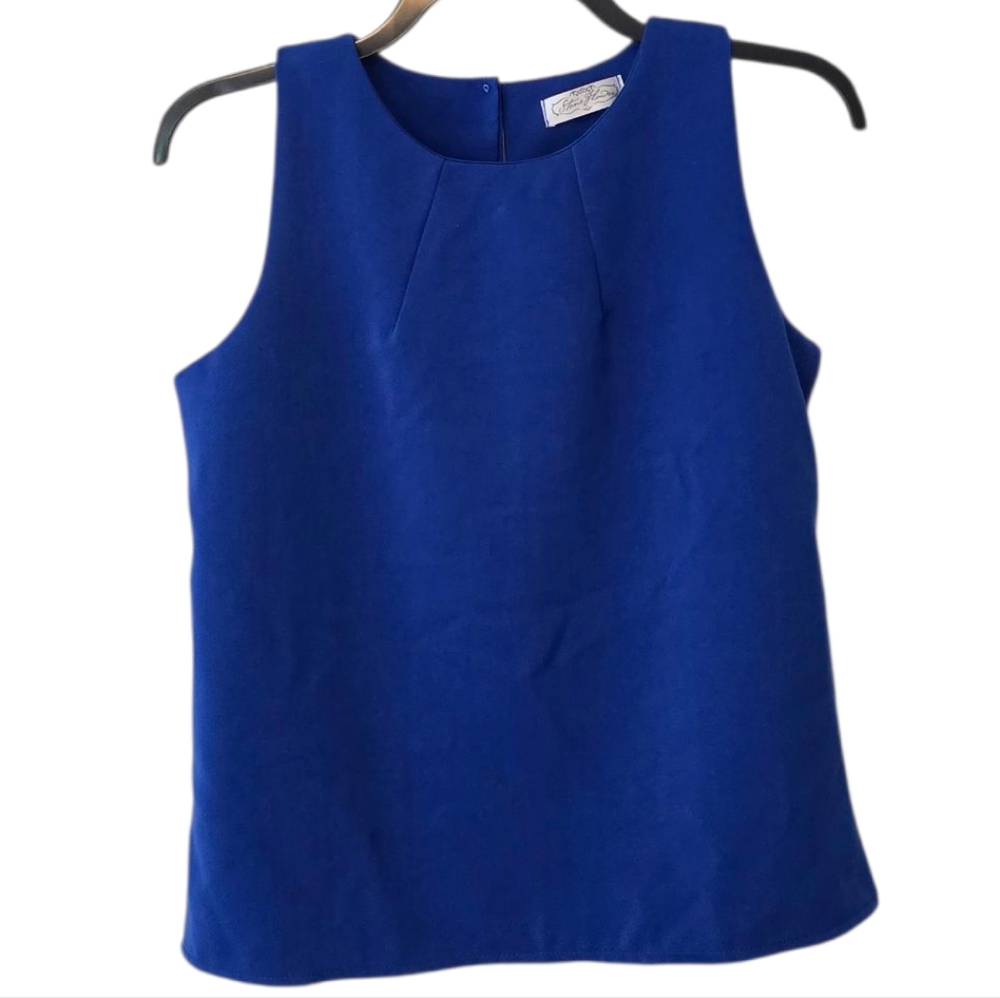 Stone Flowers Blue Cropped Tank Top Size Medium